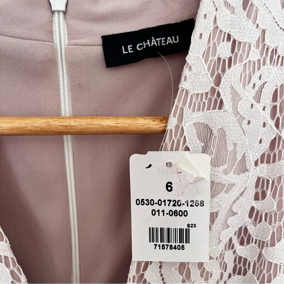 Le Château Cream Lace Midi Dress Sz 6 NWT Romantic High Low Bridal Cottagecore - Picture 6 of 13